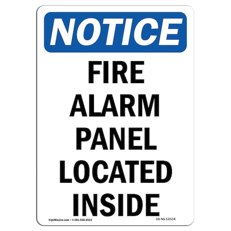 Signmission OSHA Notice, 5" Height, Fire Alarm Panel Located Inside Sign, 5" X 3.5", Portrait OS-NS-D-35-V-12534